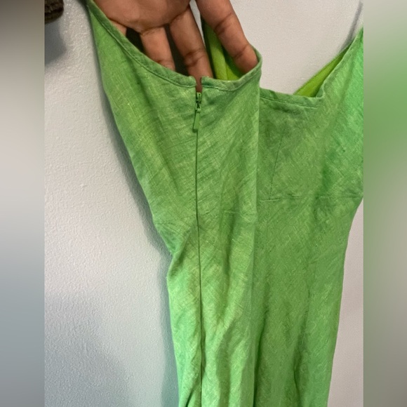 Asymmetrical hem spaghetti strap midi linen dress - Picture 5 of 6